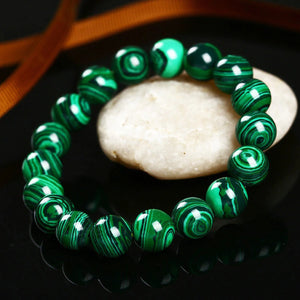 HoliStone Green Malachite Crystal Beads Bracelet ? Anxiety Stress Relief Yoga Beads Bracelets Chakra Healing Crystal Bracelet for Women and Men