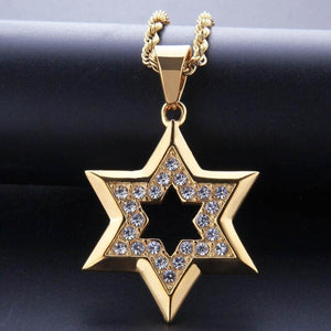 GUNGNEER David Star Necklace Jewish Star Pendant Jewelry Gift Accessory For Men Women