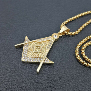 GUNGNEER Freemason Pendant Necklace Stainless Steel Occult Jewelry For Men