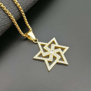 GUNGNEER David Star Necklace Box Chain Jewish Pendant Occult Jeweley Accessory For Men