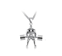 Load image into Gallery viewer, GUNGNEER Stainless Steel Fitness Muscular Man Weightlifting Pendant Necklace Workout Jewelry