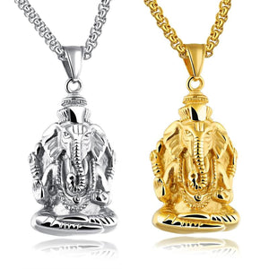 GUNGNEER Ganesha Om Pendant Necklace Indian Elephant Hindu Jewelry Amulet For Men Women