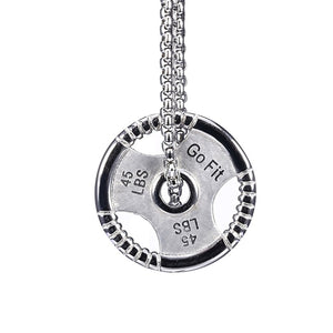 GUNGNEER Muscular Man Moon Crystals Pendant Necklace Stainless Steel Sport Fitness Jewelry