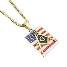 Load image into Gallery viewer, GUNGNEER American Flag Freemason Pendant Necklace Biker Jewelry Gift For Men