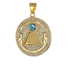 Load image into Gallery viewer, GUNGNEER Egyptian Pyramid Eye of Horus Stainless Steel Pendant Necklace Biker Ring Jewelry Set