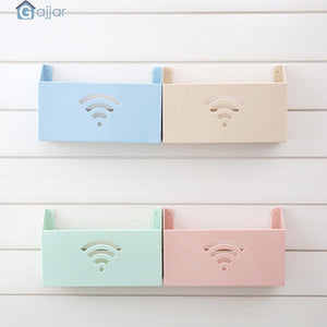 2TRIDENTS Small Cute Wall Mount WiFi Router Storage Box - WiFi Box Shelf Organizer for Household (Blue)