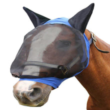 Load image into Gallery viewer, 2TRIDENTS Horse Fly Mask Ear Cover Full Face Armour Mesh Pet Supplies Anti UV Horse Protector Shield Summer Breathable Anti-Mosquito Blue (Blue)