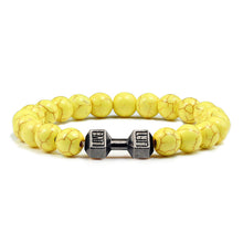 Load image into Gallery viewer, GUNGNEER Natural Stone Dumbbell Bead Workout Bracelet Gym Sport Fitness Jewelry for Men Women
