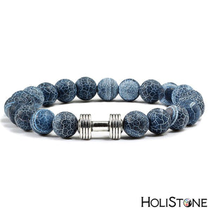 HoliStone Natural Stone & Mini Dumbbell Stretch Bracelet for Women and Men ? Anxiety Stress Relief Yoga Meditation Energy Balancing Lucky Charm Bracelet for Women and Men