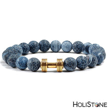 Load image into Gallery viewer, HoliStone Natural Stone &amp; Mini Dumbbell Stretch Bracelet for Women and Men ? Anxiety Stress Relief Yoga Meditation Energy Balancing Lucky Charm Bracelet for Women and Men