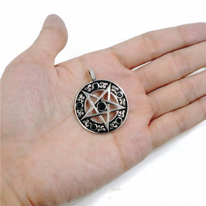 GUNGNEER Stainless Steel Satan Cross Ring Satanic Pentagram Necklace Jewelry Set