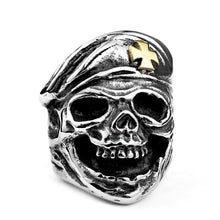 Load image into Gallery viewer, GUNGNEER 2 Pcs Punk Stainless Steel Viking Pirate Skull Ring Halloween Jewelry Set Men Women