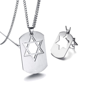 GUNGNEER Stainless Steel David Star Necklace Jewish Israel Jewelry Accessory For Men