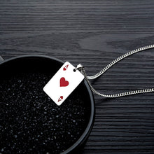Load image into Gallery viewer, GUNGNEER Stainless Steel Red Black Ace of Spade heart Poker Pendant Necklace Jewelry Men Women
