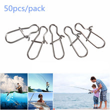 Load image into Gallery viewer, 2TRIDENTS Stainless Steel Hook Lock Snap Swivel Solid Rings Safety Snaps Fishing Hooks Connector (50PCS Size 0)