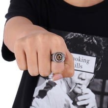 Load image into Gallery viewer, GUNGNEER Men&#39;s Stainless Steel David Star Ring Jewish Occult Biker Jewelry Accessory Gift