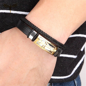 GUNGNEER Christian Cross Bracelet Leather Multilayer Christ Jewelry Accessory For Men Women