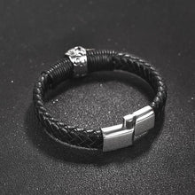 Load image into Gallery viewer, GUNGNEER Gothic Smile Axe Skull Necklace Leather Bracelet Stainless Steel Jewelry Set Men Women