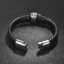 Load image into Gallery viewer, GUNGNEER Gothic Smile Axe Skull Necklace Leather Bracelet Stainless Steel Jewelry Set Men Women