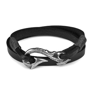 GUNGNEER Multilayer Leather Rope Chain Fish Hook Bracelet Hawaiian Jewelry For Men Women