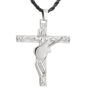 GUNGNEER Stainless Steel Christ Cross Pendant Necklace Christian Jewelry Gift For Men Women