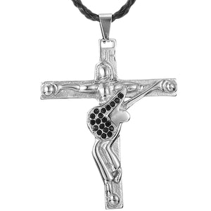 GUNGNEER Stainless Steel Christ Cross Pendant Necklace Christian Jewelry Gift For Men Women