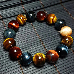 HoliStone Multi Color Tiger Eye Stone Beads Bracelet ? Anxiety Stress Relief Yoga Beads Bracelets Chakra Healing Crystal Bracelet for Women and Men