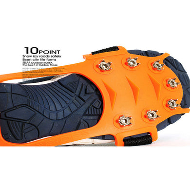 2TRIDENTS 10-Teeth Traction Cleats for Walking, Jogging, Hiking On Snow and Ice - Grips Crampons Anti Slip Climbing Grips (L EU 43 to 47)