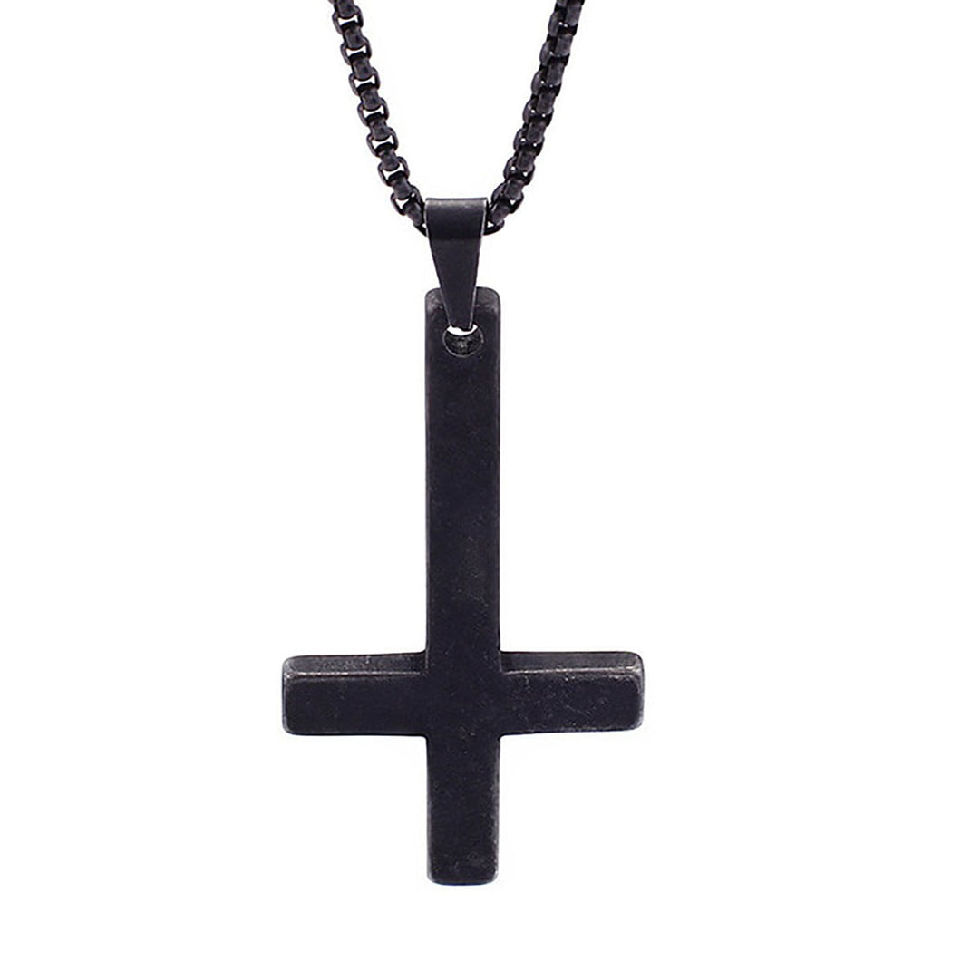 GUNGNEER Inverted Cross Pendant Necklace Satan Demonic Jewelry Accessory Gift For Men