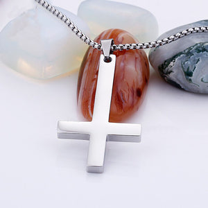 GUNGNEER Inverted Cross Pendant Necklace Satan Demonic Jewelry Accessory Gift For Men