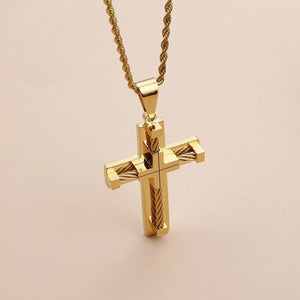 GUNGNEER Multilayer Christian Pendant Necklace Cross Jesus Gift Accessory For Men Women