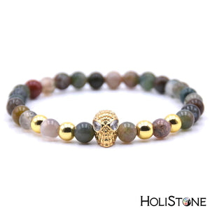 HoliStone 6mm Natural Stone and Zirconia Bead with Cross Bracelet for Women and Men ? Yoga Meditation Healing Balancing Energy Bracelet