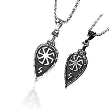 Load image into Gallery viewer, GUNGNEER Stainless Steel Viking Norse Warrior Shield Pendant Necklace with Bracelet Jewelry Set