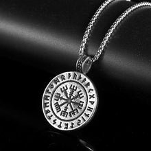 Load image into Gallery viewer, GUNGNEER Viking Warriors Vegvisir Rune Pendant Necklace with Dragon Claw Ring Jewelry Set