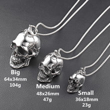 Load image into Gallery viewer, GUNGNEER Stainless Steel Skeleton Skull Pendant Necklace Gothic Punk Biker Jewelry Men Women