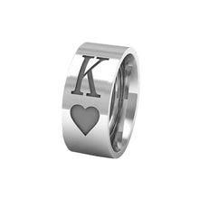 Load image into Gallery viewer, GUNGNEER Stainless Steel Round Classic Cool K Q King Queen Heart Poker Ring Jewelry Men Women