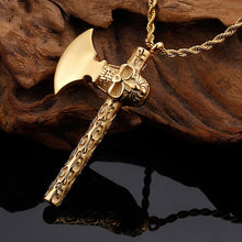 Load image into Gallery viewer, GUNGNEER Skeleton Skull Hammer Axe Stainless Steel Pendant Necklace Biker Strength Jewelry