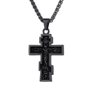GUNGNEER Stainless Steel Pray Cross Necklace Jesus Pendant Jewelry Gift For Men Women
