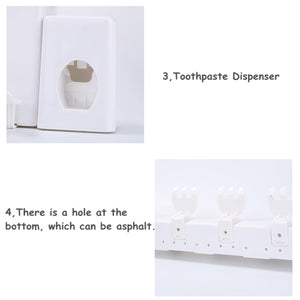 2TRIDENTS Wall-Mount Toothbrush Toothpaste Squeezer Dispenser Holder - Household Simple Bathroom Storage Box (A)