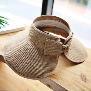 2TRIDENTS Roll Up Sun Hat Foldable Straw Sun Hat Protect Summer Beach Wide Brim Hat for Women and Girls (1)