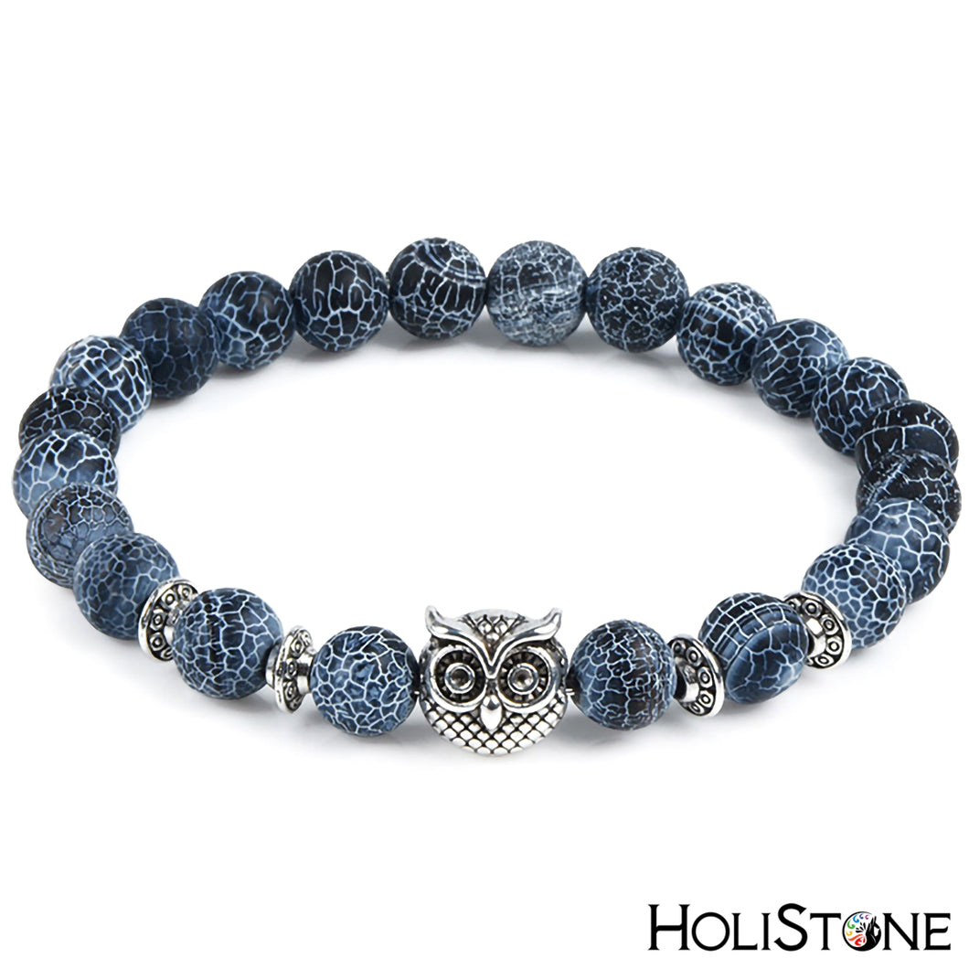 HoliStone Natural Energy Stone Leopard Lion Owl Head Bracelet ? Anxiety Diffuser Yoga Meditation Energy Balancing Charm for Women and Men