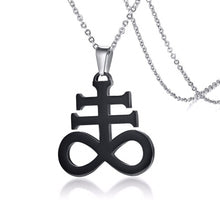 Load image into Gallery viewer, GUNGNEER Stainless Steel Satan Cross Necklace Leviathan Cross Pendant Jewelry For Men