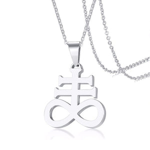 GUNGNEER Stainless Steel Satan Cross Necklace Leviathan Cross Pendant Jewelry For Men