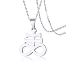 Load image into Gallery viewer, GUNGNEER Stainless Steel Satan Cross Necklace Leviathan Cross Pendant Jewelry For Men