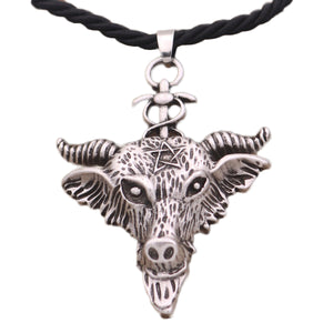 GUNGNEER Black Rope Chain Baphomet Necklace Goat Head Gothic Jewelry Accessories For Men