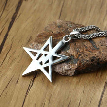 Load image into Gallery viewer, GUNGNEER Stainless Steel Satanic Pentagram Necklace Leather Bracelet Jewelry Set Gift
