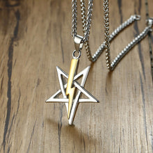Load image into Gallery viewer, GUNGNEER Stainless Steel Pentagram Necklace Lightning Inverted Star Pendant Jewelry For Men