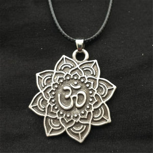 GUNGNEER Lotus Flower Pendant Necklace Hindu Om Jewelry Accessory Gift For Men Women