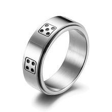 Load image into Gallery viewer, GUNGNEER Stainless Steel Rotable Spinner Lucky Dice Punk Ring Jewelry Accessories Men Women