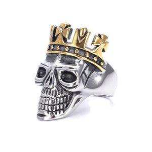 GUNGNEER Punk Rock Stainless Steel Crown Skull Rings Jewelry Accessories Men Women